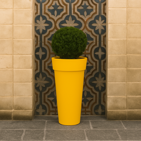 Portavaso da esterno rotondo 36 cm in polietilene alto 70 cm - Messapico 70 -6