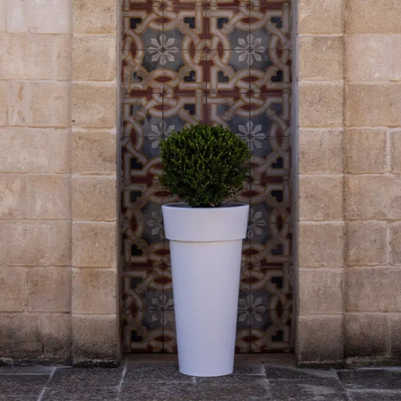 Portavaso da esterno rotondo 36 cm in polietilene alto 70 cm - Messapico 70 -1