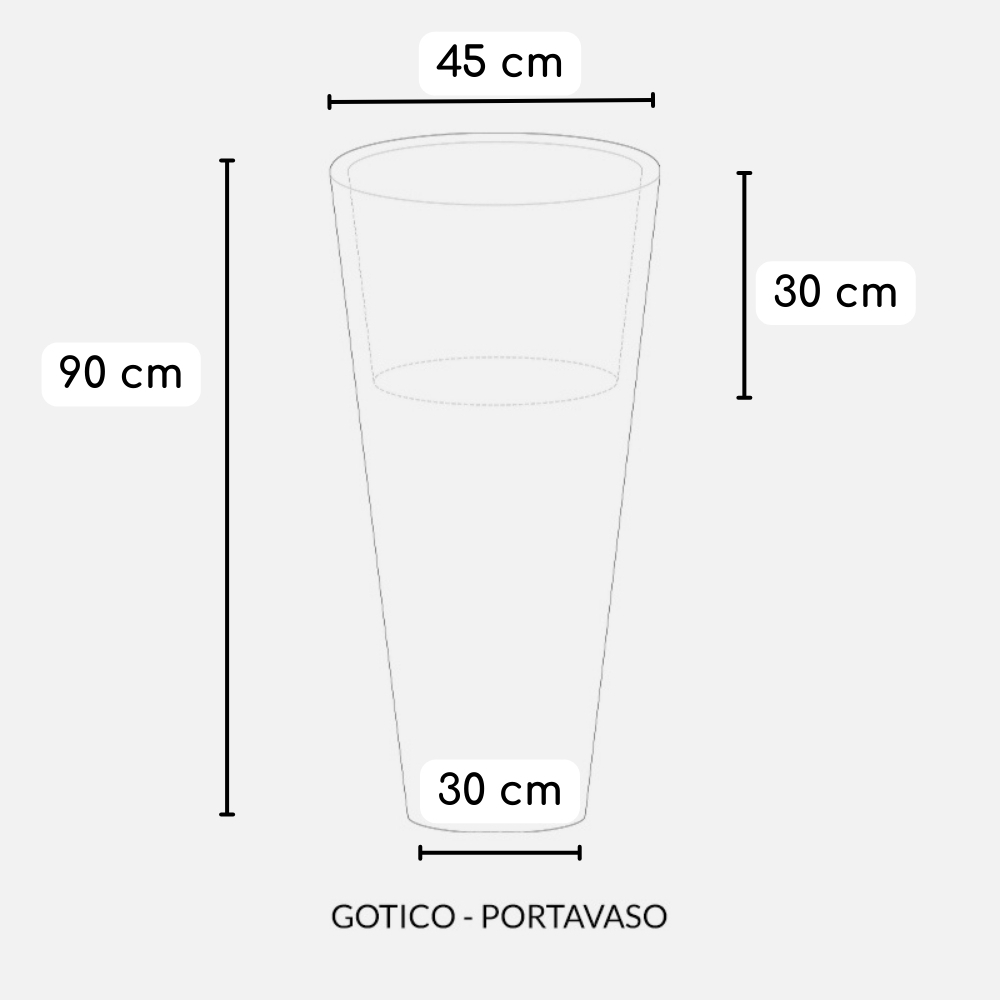 Portavaso in polietilene alto 90 cm - Gotico 90 -13