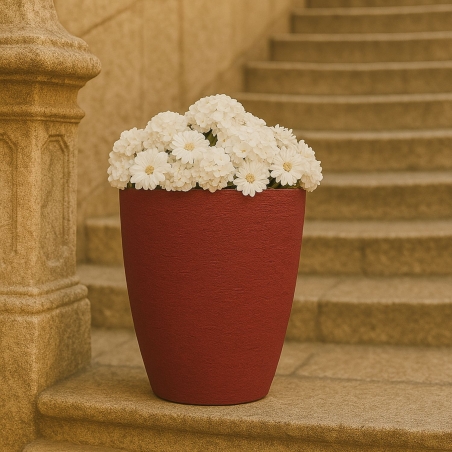 Vaso piante colorato in polietilene 38cm Adone Round Monacis -5