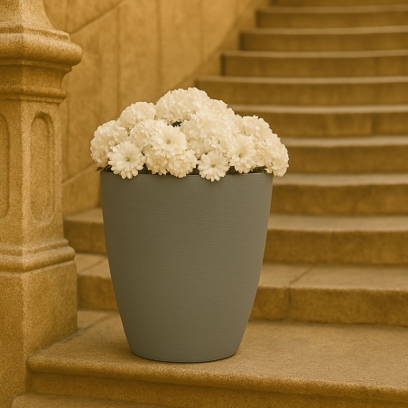 Vaso piante colorato in polietilene 38cm Adone Round Monacis -8