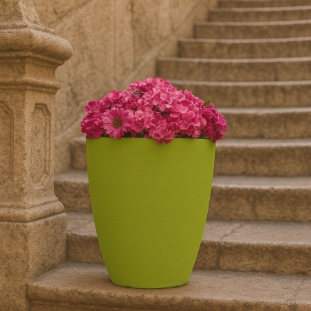 Vaso piante colorato in polietilene 38cm Adone Round Monacis -4