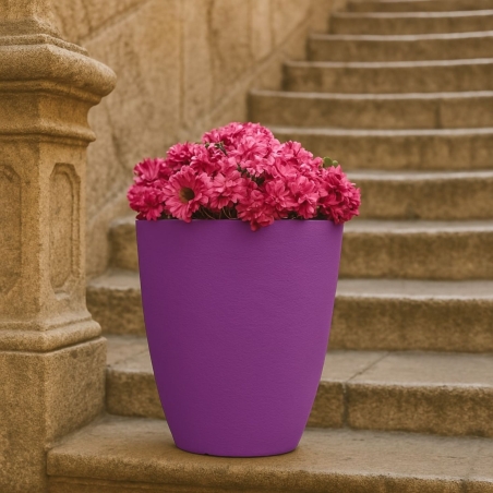 Vaso piante colorato in polietilene 38cm Adone Round Monacis -7