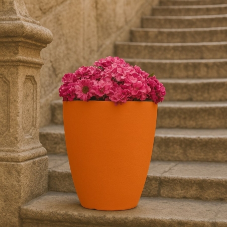 Vaso piante colorato in polietilene 38cm Adone Round Monacis -1