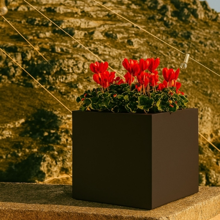 Vaso da giardino colorato quadrato 40 cm Cube Monacis -2