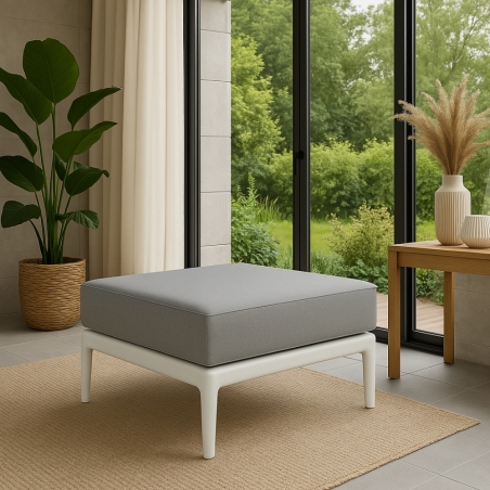 Pouf da esterno in Polipropilene bianco con cuscino in tessuto - GUARANÀ