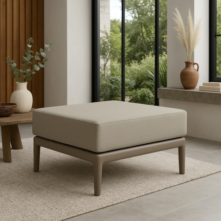 Pouf in polipropilene taupe con cuscino in tessuto - GUARANÀ