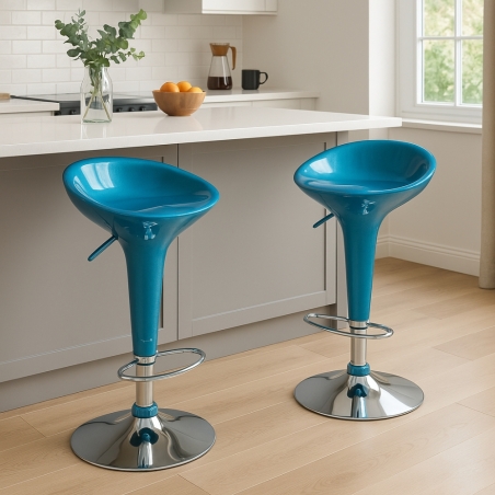 Sgabello girevole e regolabile in ABS blu - HARLAN -1