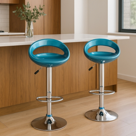 Sgabello girevole e regolabile in ABS blu 98h cm - JIMMY