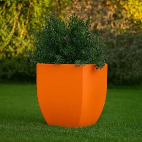 Vaso da giardino liscio tutta capienza 58x58 cm in polietilene Kloris -8