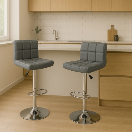 Sgabello girevole e regolabile in ecopelle grigio 115h cm - ISAAC