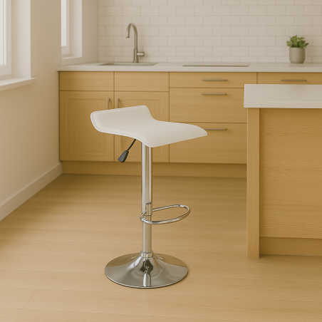 Sgabello in ecopelle bianco altezza regolabile - Jake