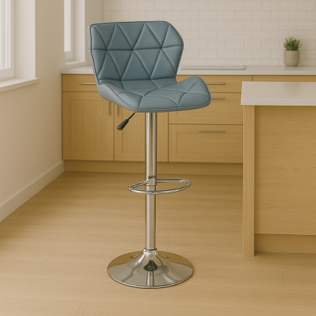 Sgabello girevole e regolabile in ecopelle grigio 106h cm - MANUEL