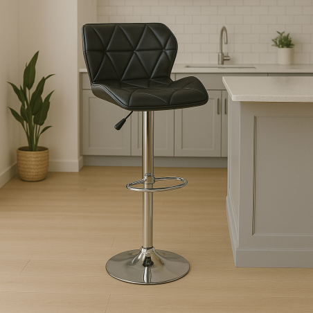 Sgabello girevole e regolabile in ecopelle nero 106h cm - MANUEL