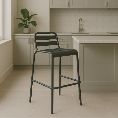 Sgabello alto in metallo grigio 95h - Vega