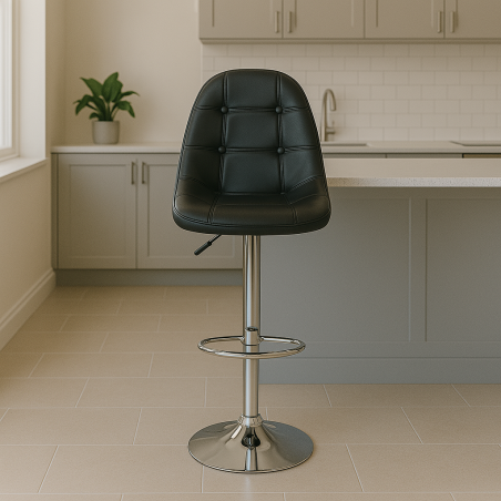 Sgabello in ecopelle regolabile in altezza 116 cm nero - FLYNN