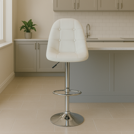 Sgabello in ecopelle regolabile in altezza 116 cm bianco - FLYNN