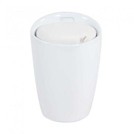 Sgabello pouf 54 cm con cuscino estraibile bianco - CLIFF