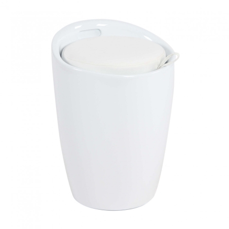 Sgabello pouf 54 cm con cuscino estraibile bianco - CLIFF