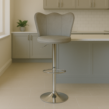 Sbabello in velluto tortora regolabile in altezza - ERIC