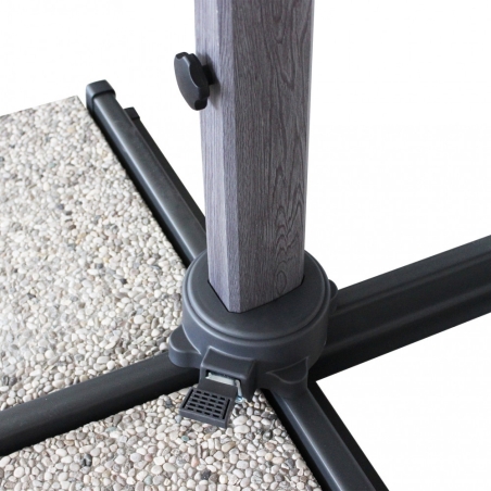 Ombrellone 3x4 mt grigio con palo laterale effetto legno - Mendel