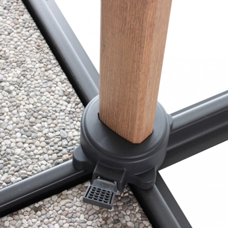 Ombrellone 3x4 mt taupe con palo laterale effetto legno - Mendel