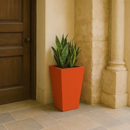 Vaso liscio da giardino 53 h cm tutta capienza in polietilene Egizio Kloris -3