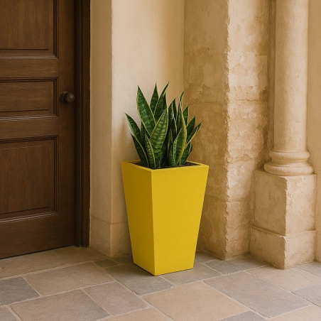 Portavaso liscio da giardino 39 h cm in polietilene Egizio Kloris -3