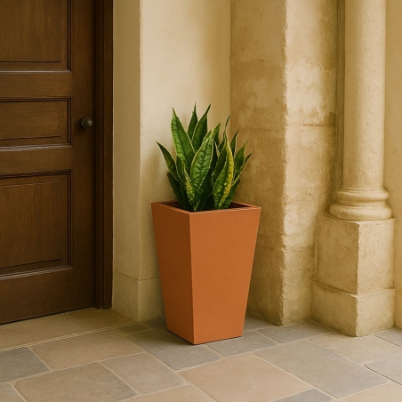 Portavaso liscio da giardino 39 h cm in polietilene Egizio Kloris -4