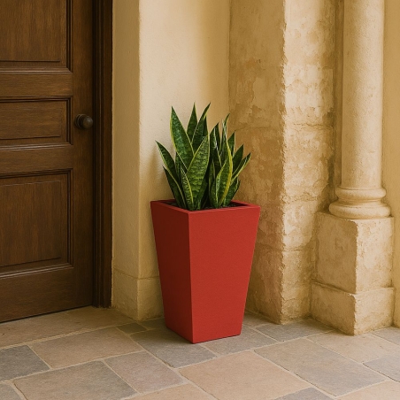 Portavaso liscio da giardino 39 h cm in polietilene Egizio Kloris -9