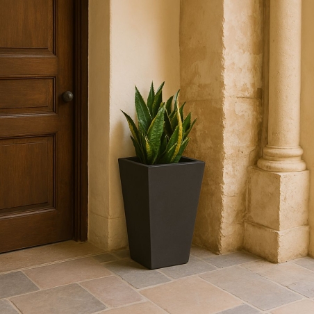 Portavaso liscio da giardino 39 h cm in polietilene Egizio Kloris -11