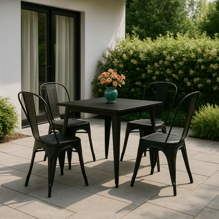 Tavolo stile industrial in metallo 80x80 cm - Stelvio