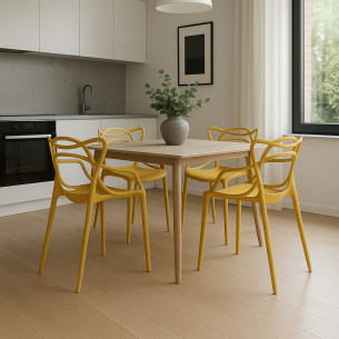 Sedia con braccioli in polipropilene moderna gialla senape - LilyEDENYA