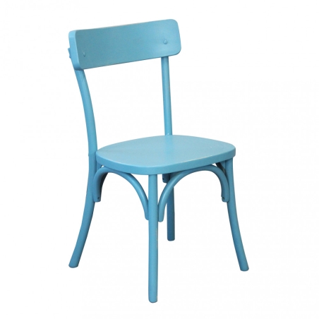 Sedia in legno di olmo con finitura anticata azzurra - Polly