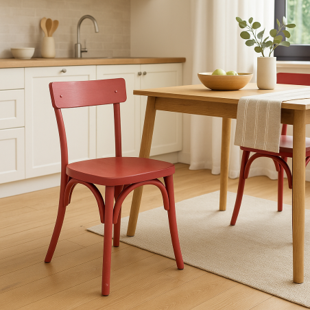 Sedia in legno di olmo con finitura anticata rosso - Polly