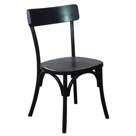 Sedia in legno di olmo con finitura anticata nero - Polly