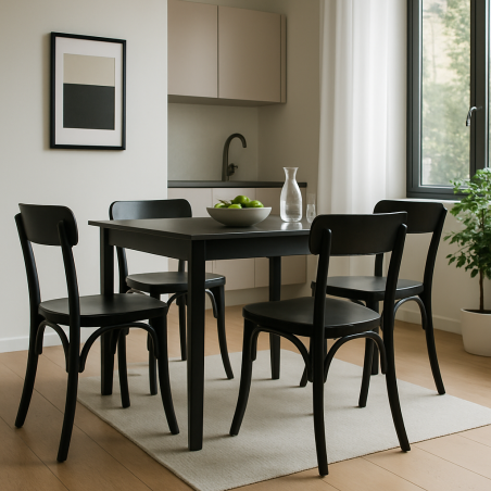 Sedia in legno di olmo con finitura anticata nero - Polly