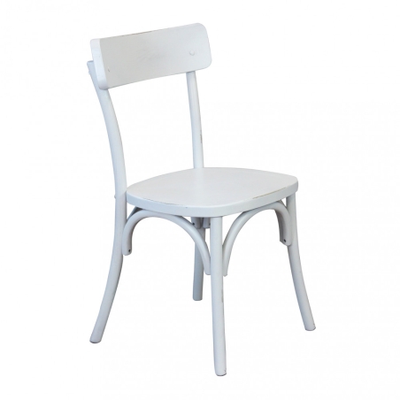 Sedia in legno di olmo con finitura anticata bianco - Polly