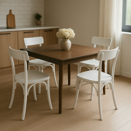 Sedia in legno di olmo con finitura anticata bianco - Polly