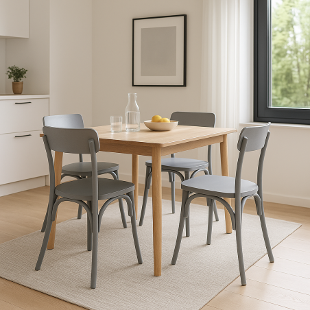 Sedia in legno di olmo con finitura anticata grigio - Polly