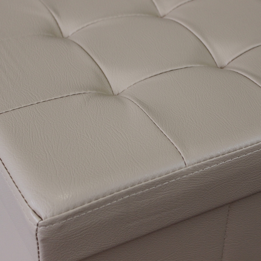 Pouf contenitore in ecopelle naturale...