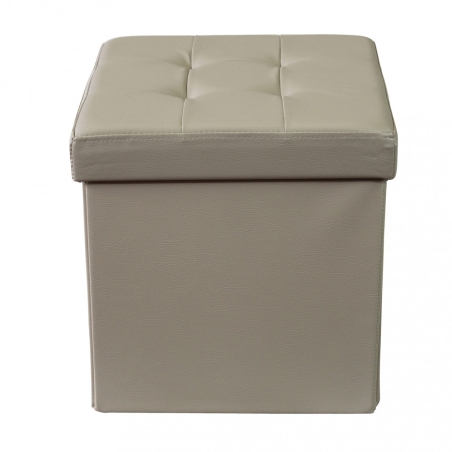 Pouf contenitore in ecopelle naturale - 38x38x38 cm