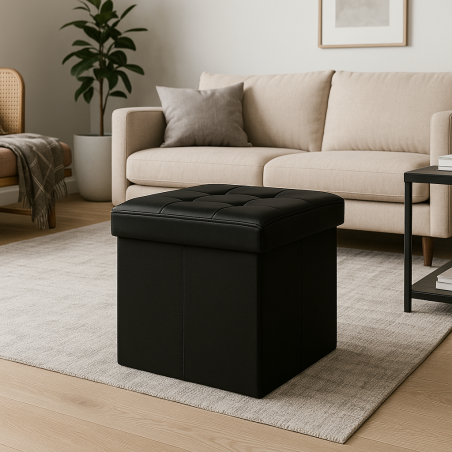 copy of Pouf contenitore in ecopelle naturale - 38x38x38 cm