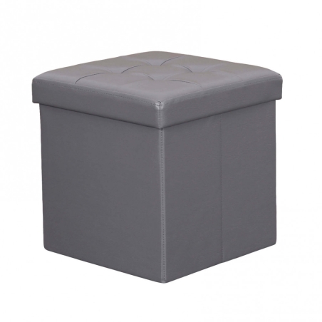 Pouf contenitore in ecopelle grigio - 38x38x38 cm