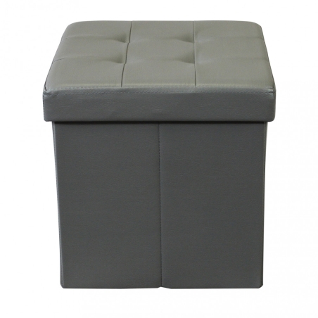 Pouf contenitore in ecopelle grigio - 38x38x38 cm