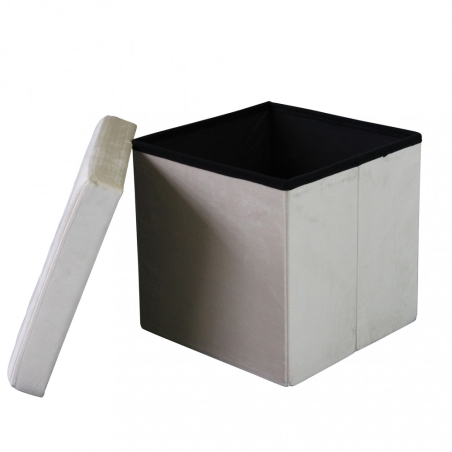 copy of Pouf contenitore in ecopelle naturale - 38x38x38 cm