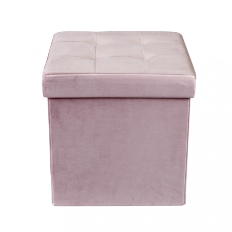 Pouf contenitore in velluto rosa - 38x38x38 cm