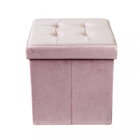 Pouf contenitore in velluto rosa - 38x38x38 cm