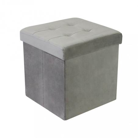 Pouf contenitore in velluto tortora - 38x38x38 cm