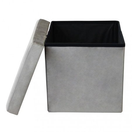 Pouf contenitore in velluto tortora - 38x38x38 cm